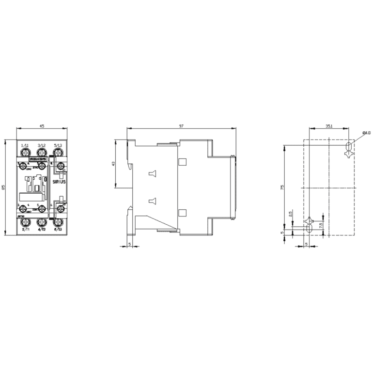 Siemens kontaktor | 15kW 32A 3P 24V DC 1NO+1NC S0 3RT2027-1BB40 - Image 4