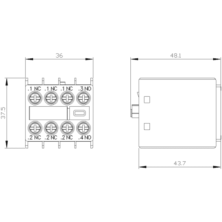 Siemens 3RH2911-1HA13 Čeoni pomoćni kontakt 1NO+3NC - Image 2